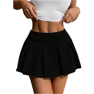 Milumia Women's Pleated High Waisted Mini Skirt Flared Skater Skirts (Small, Black)
