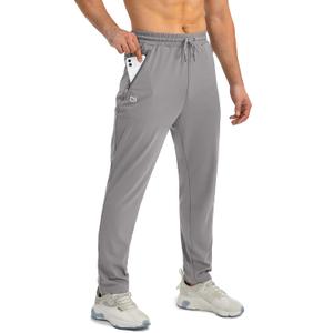 G Gradual Men's Sweatpants with Zipper Pockets Tapered Joggers for Men Athletic Pants for Workout, Jogging, Running (Light Grey, Large)
