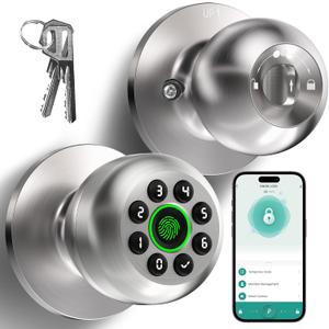 Smart Fingerprint Door Knob with Keypad, Keyless Entry Door Lock with Auto Lock, Door Lock for Bedroom, Home