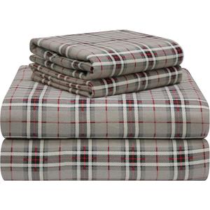 Pointehaven 180 GSM Luxury 100% Soft Cotton Printed Flannel Sheet Set, Twin, Derby - Warm & Cozy - Pre-Shrunk -Deep Pockets - Elastic All Around-Comfy Double Brushed  