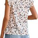 Avanova Women Ruffle Cap Sleeve Tops Boho Print Blouses Shirts Dressy Casual Beige Floral X-Large (XL)