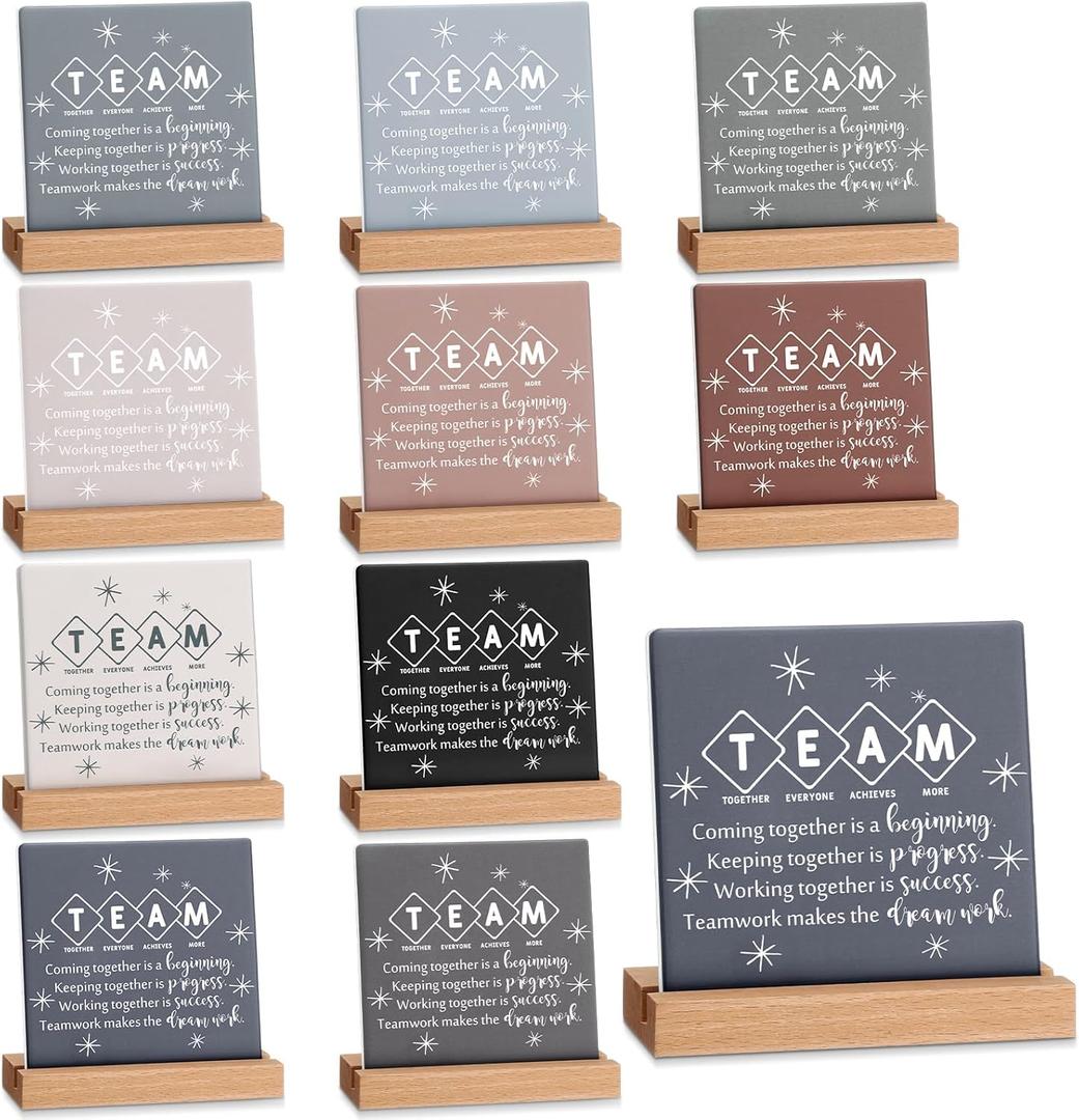 Roowest 10 Pcs Difference Maker Gift Desk Decor Positive Wooden Signs Office Desk Accessories Employee Appreciation Gift for Social Worker Volunteer Coworker Teacher Nurse Staff(Team)