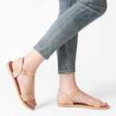 DREAM PAIRS Women's Ankle Strap Flat Sandals Open Toes One Band Buckle Summer Dressy Sandals (Beige, 10)