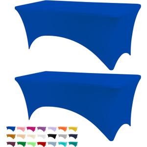 Table Covers for 6 Foot Tables, 2 Pack Royal Blue Washable and Wrinkle Resistant Stretch Tablecloths Rectangle 6ft for Events, Wedding, Banquets, Parties (72" x 30") (Rectangular)