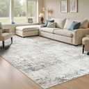 8x10 Rugs for Living Room, Neutral Large Abstract Area Rug, Non-Slip Machine Washable Carpet, Bedroom Dining Room Modern Decor, Soft Low Pile Kids Pet Friendly Cream Beige