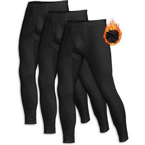 ZUTY 3 Pack Men's Thermal Underwear Bottom Fleece Lined Pant Long Johns Leggings for Men Base Layer for Cold Weather (Medium, Black-black-black)