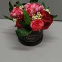 Hollyone Red Artificial Peonies Roses in Vase Round Gift Boxes with Fake Flowers Arrangements Faux Flowers Floral in Box Vase for Her Mothers' Day Valentine's Day Christmas Birthday Graduation Gift