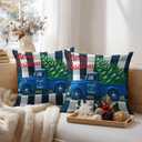 HOMETITUTE Christmas Throw Pillow Covers 18x18 Inch Set of 2 Soft Decorative Christmas Tree Plaid Pillow Covers Holiday Cushion Cases Winter Throw Pillow Covers for Sofa Couch Bed Home Decor