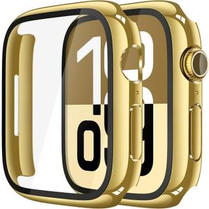 Misxi Case with Screen Protector for 46mm Apple Watch Series 11/10
2-Pack Cover with Tempered Glass for 11/10, Scratch Resistant Sensitive Touch Protection, 1 Gold + 1 Transparent