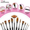 2 x Bluebird 12 Pcs Professional Artist Paint Brush Set for Acrylic Paintings - Acrylic Paint Brushes for Water, Oil Painting - Brushes for Canvas, Fabric & Watercolors