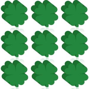 Geyee 100 Pcs Shamrock Cutouts St. Patricks Day Decorations Green Clover Cutouts Leaf Accents for Teacher Kids Classroom Bulletin Board Chalkboard Wall Decor(Green Shamrock)
