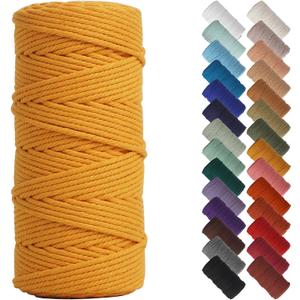 NOANTA Light Tan Macrame Cord 3mm x 109yards, Colored Macrame Rope, Cotton Rope Macrame Yarn, Colorful Cotton Craft Cord for Wall Hanging, Plant Hangers, Crafts, Knitting