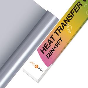 HTVRONT HTV Heat Transfer Vinyl Rolls - 12" x 5ft Silver for Shirts, Iron on for All Cutter Machine - Easy to Cut & Weed for Heat Design (Silver)