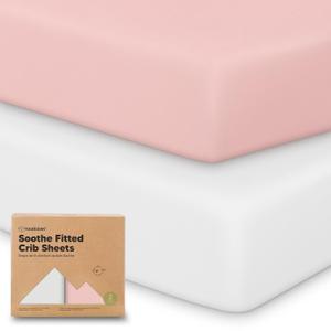 KeaBabies 2-Pack Organic Crib Sheets for Boys, Girls - 52x28 Fitted Crib Mattress Sheet Neutral, Breathable Jersey Cotton Cover for Baby Bed, Toddler Mattress, Soft & Cute Prints (Rose)