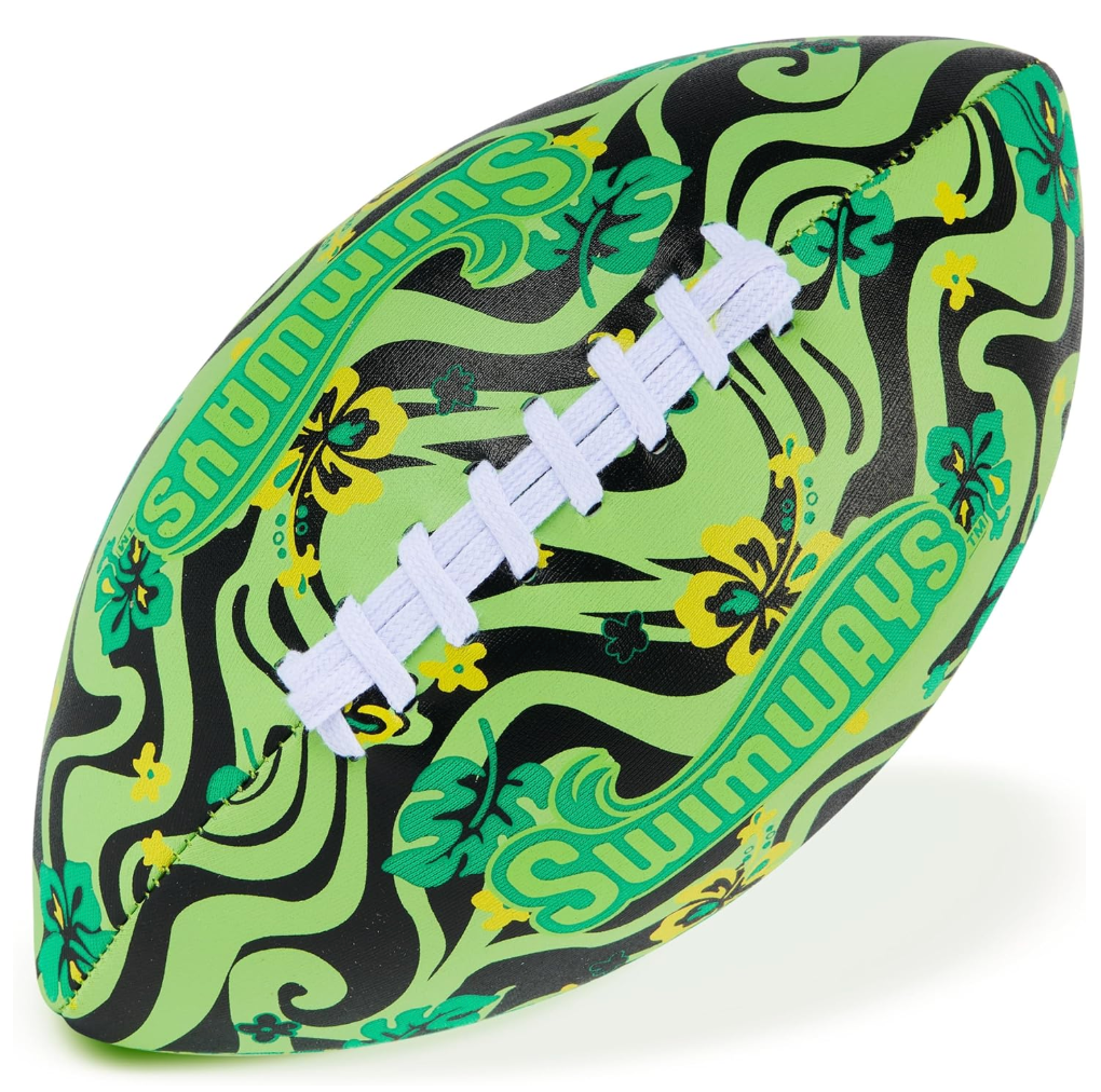 Swimways Hydro Waterproof Football, Outdoor Games for Adults and Kids, Swimming Pool Accessories and Pool Party Games,9.25 Inches, Green