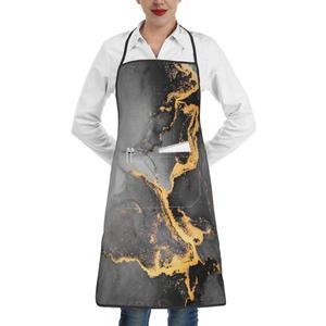 Kitchen Chef Apron With Pockets For Cooking Grilling Bbq Painting Women Men Apron (Black Gray)