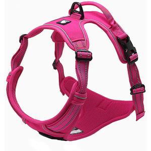 TRUE LOVE Adjustable No-Pull Dog Harness Reflective Pup Vest Harnesses Comfortable Control Brilliant Colors Truelove TLH5651(Fushcia,L)