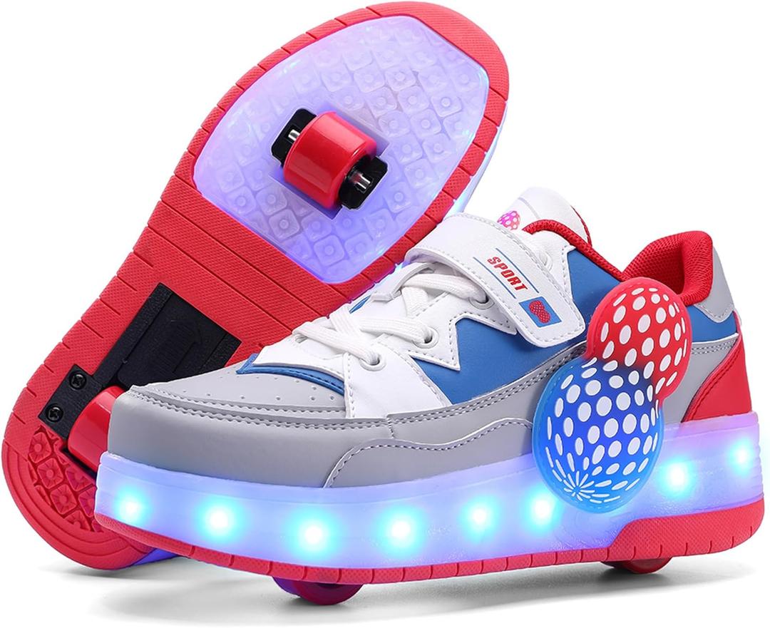 Roller Skates Shoes for Boys and Girls - 2-in-1 Skate Shoes and Sneakers for Kids Fun and Stylish (6 Big Kid, Blue)