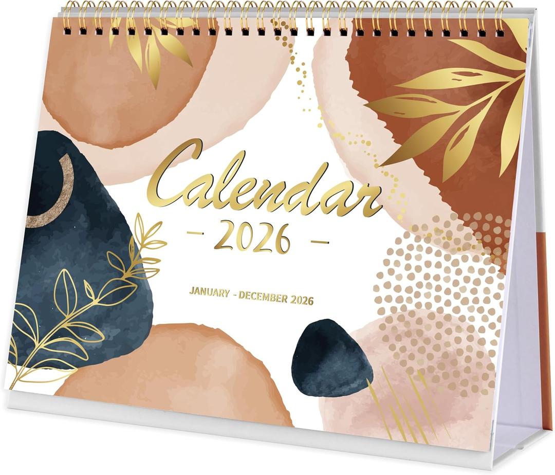 2 x 2026 Desk Calendar - Standing Flip 2026 Desktop Calendar from Jan 2026 - Dec 2026, 10" x 8.3", Memo Pages, Stand up Desk Calendar with Strong Twin-Wire Binding, Blank Blocks, Premium Paper