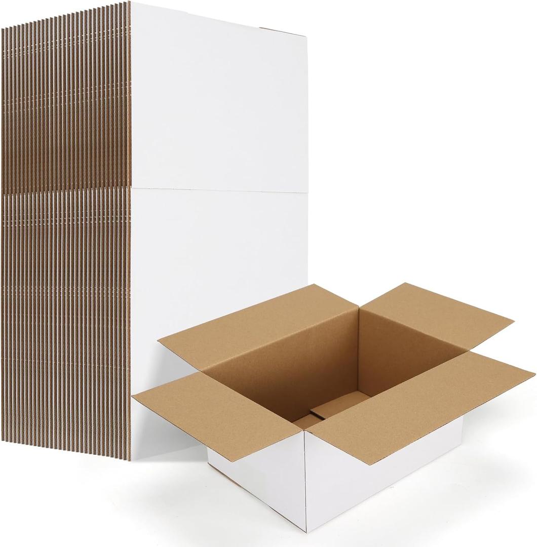 HORLIMER 10x7x5 Shipping Boxes Set of 30, White Corrugated Cardboard Mailer Box for Packing Small Business