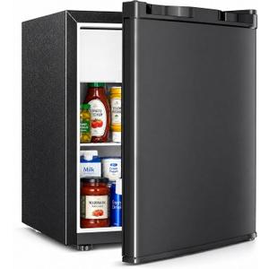 Antarctic Star Compact Refrigerator Mini Fridge with Single Reversible Door,Wire Shelf,Defrost Button, for Bedroom/Office/Dorm,1.3 Cu. Ft,Blcak