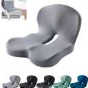 Orthopedic Cushion, Back and Seat Cushion, Car Seat Cushion, Soothe+ Cushion, Pressure Relief, Non-Slip Belt Backrest, Ergonomic Memory Foam Backrest(Gray)