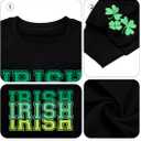 St Patricks Day Sweatshirt Women Shamrock Sweater Notre Dame Shirts Clover Top Irish Gift Long Sleeve Pullover (Black)