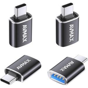 AVMAX USB C to USB A Adapter 4 Pack, USBC Male to USB A 3.0 Female OTG Adapter, Type C Male to Type A Female 3.0 OTG Adapter for Apple iPhone 16 15, Flash Thumb Drive,Mac,iPad,Samsung Galaxy