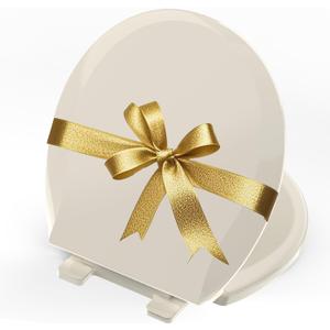 Round Toilet Seat with Quick Release, Round 16.5 Inch Toilet Seat Soft Close,Quick Installation & Release, Almond, Plastic