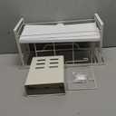 Narrow Dish Drying Rack for Kitchen Counter Auto Drain Iron Dish Drainer with Removable Cutlery Basket, White