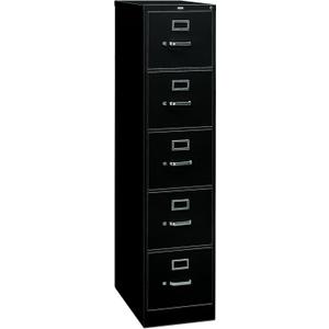 HON 315CPP 310 Series 18 1/4" x 26 1/2" x 60" Black Five-Drawer Full-Suspension File Cabinet - Legal HON 315CPP 310 Series 18 1/4" x 26 1/2" x 60" Black Five-Drawer Full-Suspension File Cabinet - Legal