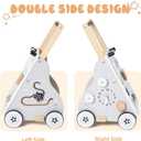 Wooden Baby Walker, Baby Push Walker with Wheel, Push and Pull Toys Learning to Walk, Montessori Walker Toy for Kids Development, Adjustable Speed and Height (Gray)