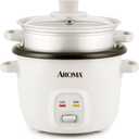 AROMA Rice Cooker, 2-Cup (Uncooked) / 4-Cup (Cooked), Steamer, Grain Cooker, Soup Maker, Oatmeal Cooker, Auto Keep Warm, 1 Qt, White, ARC-302-1NG