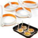 Silicone Fried Egg Cooker Rings Set,Nonstick,Easy to Use&Clean, 4-pack, Round Egg Mold for Cooking Pancake,Breakfast Sandwich, fit McMuffin Biscuit,Griddle Egg Ring for Frying Eggs