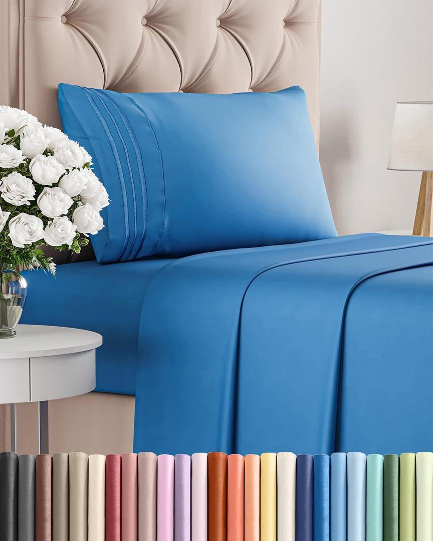 Twin XL Size 3 Piece Sheet Set - Comfy Breathable & Cooling Bed Sheets Set - Hotel Luxury Bedding for Women, Men, Kids, Teens, Boys & Girls - Deep Pockets, Soft, Wrinkle Free - Oeko-Tex - Royal Blue