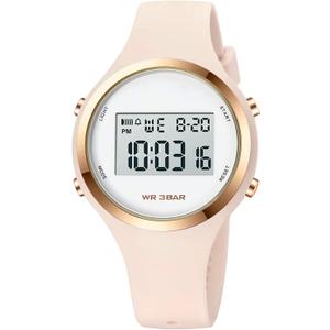 XCZAP Outdoor Sport Watches Alarm Clock 5Bar Waterproof LED Digital Watch (Off White-white-2)