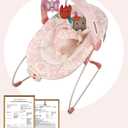 Baby Bouncer Baby Bouncer seat, Infants Bouncy Seat with Music & Sensory Toys, Machine Washable Seat Pad Indoor Infant Seat, Ideal for Newborns 0-6 Months, 20lbs (Pink Floral)
