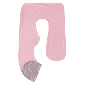Full Body Pregnancy Pillow - J Shaped Body Pillow - Maternity Pillow for Pregnant Women - Super Soft Cotton Cover, Pink Grey, 28*55 inch