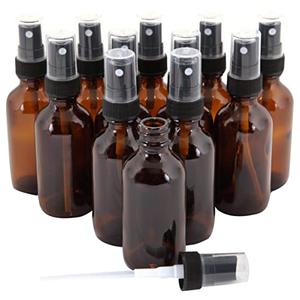 Vivaplex 12, Amber, 1 oz Glass Bottles, with Black Fine Mist Sprayers