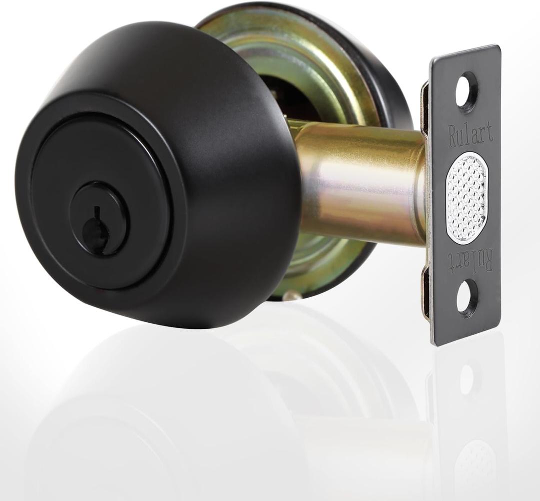 Double keyed Deadbolt Lock - Keyed on Both Sides, 2-Way Adjustable Cylinder Deadbolt (Privacy/Passage), Satin Stainless Steel(Black, Double Side)