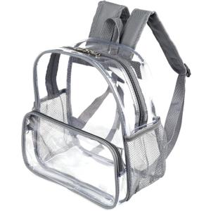 Clear Backpack for Stadium Events 12x6x12 Clear Bag Stadium Backpack Mini Small for Sporting Events Festival Concerts - Gray (Grey)