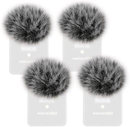 PhantAccy 4PCS Windscreen/Pop Filter for Rode Wireless Go II (2nd Gen) Microphones - Furry Mic Cover for Wind & Ambient Noise Reduction (Rode Wireless Go II, Black-White)