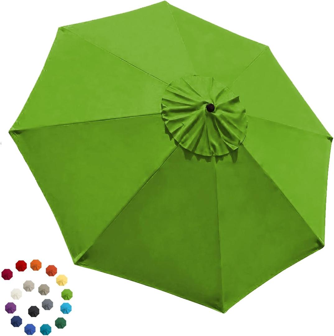 EliteShade USA 9FT Patio Umbrella Replacement Covers 8 Ribs Market Umbrella Canopy Cover (CANOPY ONLY) (Macaw Green)