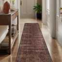 Brick Red 2x7 Hallway Runner Rug Non Slip, Vintage Farmhouse Dark Entryway Rugs for Inside House Mudroom, Ultra Thin Print Kitchen Runners Non Skid Washable, Carpet Runner for Bathroom Bedroom