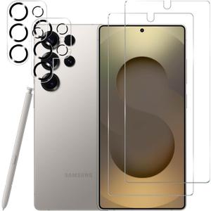 3 x BIGFACE Galaxy S25 Ultra Tempered Glass Screen Protector + Camera Lens Protector [2 + 2 Pack][Case Friendly][Anti-Scratch][Ultrasonic Fingerprint Unlock]HD Protective Film for Samsung Galaxy S25 Ultra