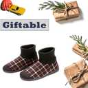 Cozylook Men's Slippers with Knitted Cuff Cozy Memory Foam Non-slip Indoor Outdoor Slipper Socks with Rubber Sole Red/Black Checkered Size 8-9