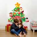 3Ft DIY Felt Christmas Tree for Kids, 29pcs Detachable Ornaments Toddler Wall Hanging Christmas Tree with String Light (Batteries not Included) (Small, Three Layers of Snow Edge)