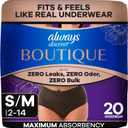 Always Discreet Boutique Incontinence and Postpartum Underwear for Women, Maximum Protection, Small/Medium, Black, 20 Count