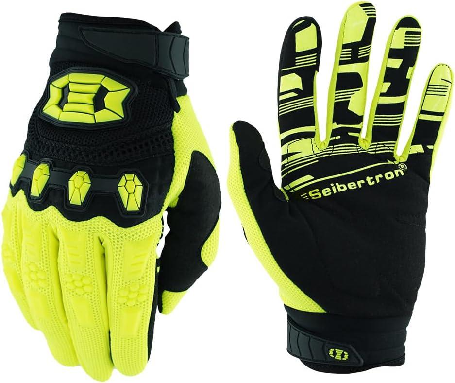 Seibertron Unisex BMX MX ATV MTB Racing Mountain Bike Bicycle Cycling Off-Road/Dirt Bike Gloves Road Racing Motorcycle Motocross Sports Gloves Touch Recognition Full Finger Glove (XL Adult, Yellow)