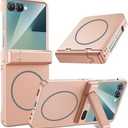 Maxdara Stand Case for Galaxy Z Flip 7, [Compatible with MagSafe] [Hidden Kickstand] [Built-in Screen Protector] [Hinge Protection] Magnetic Phone Cover for Samsung Galaxy Z Flip 7, Rose Gold (Magnet)